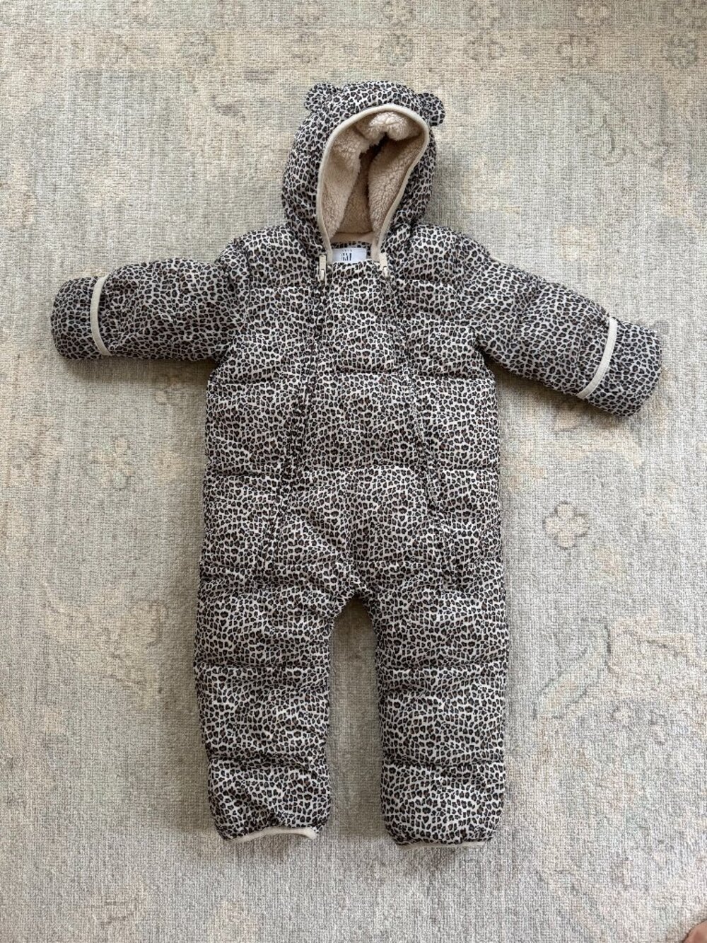 GAP Leopard Animal Print Winter Bunting Snowsuit, Sz 18-24mo